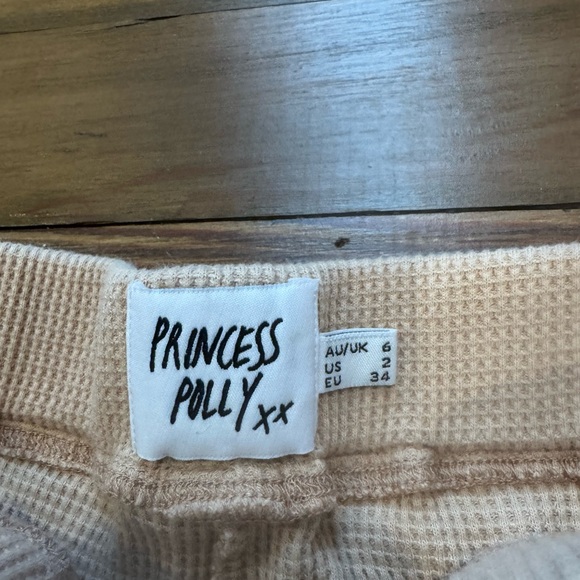 Princess Polly Cream Ruffle High Waist Lounge Shorts - Picture 2 of 3